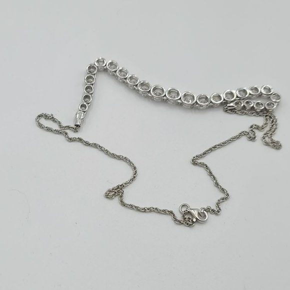 Stunning DIAMONIQUE Graduated Line Necklace  14.00 cttw  Round 100-Facet Stones - Picture 8 of 13